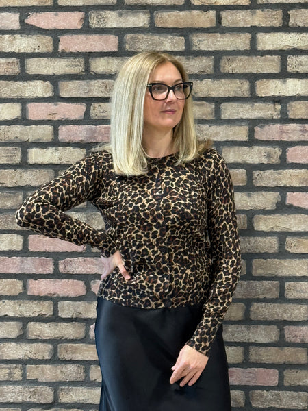 Leopard Print Cardigan - Brown