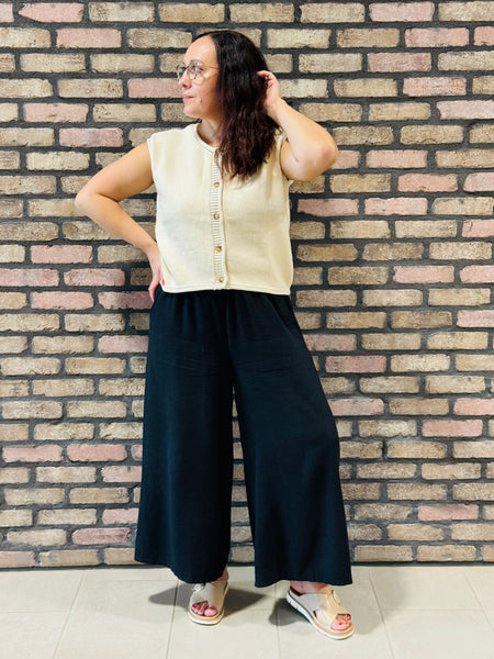 Button Down Cardigan Vest - Oatmeal