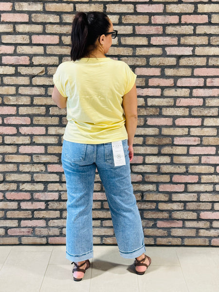 Folded Short Sleeves Tee - Butter Yellow