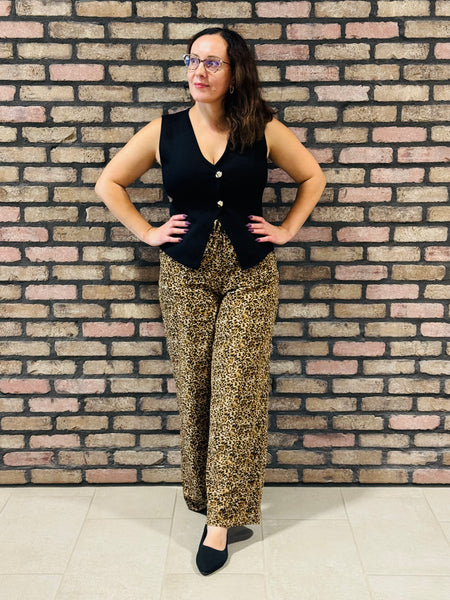 Gold Buttons Knit Vest - Black