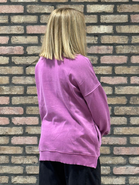 Pigment Dye Fleece Pullover - LT Plum