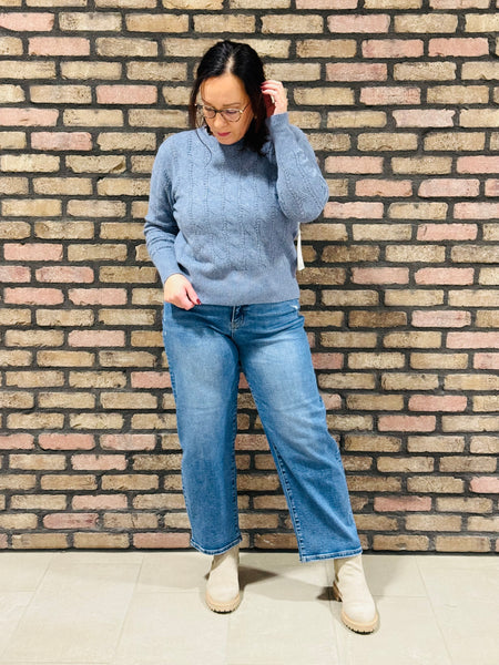 High Rise Crop Barrel Jeans - Medium Wash
