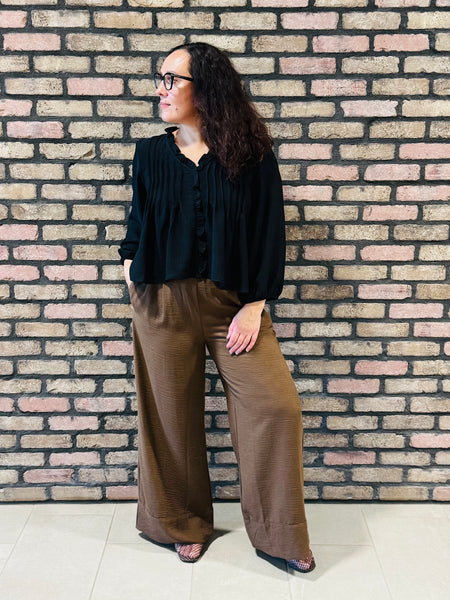 Pintuck Details Blouse - Black
