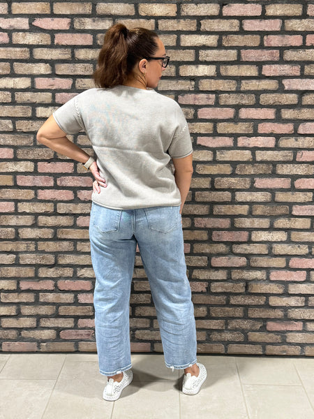 Viscose Braided Details Sweater - Lt Grey
