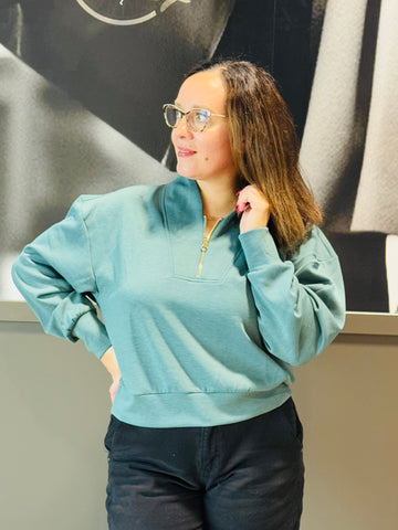 Scuba Half Zip Pullover - Ash Jade