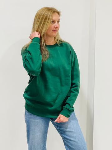 Fleece Round Neck Pullover - DK Green