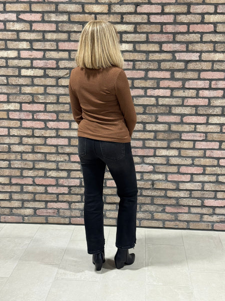 Shoulder Shirring Details Top - Brown