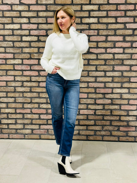 Tummy Control Crop Straight Jeans - Dark Wash