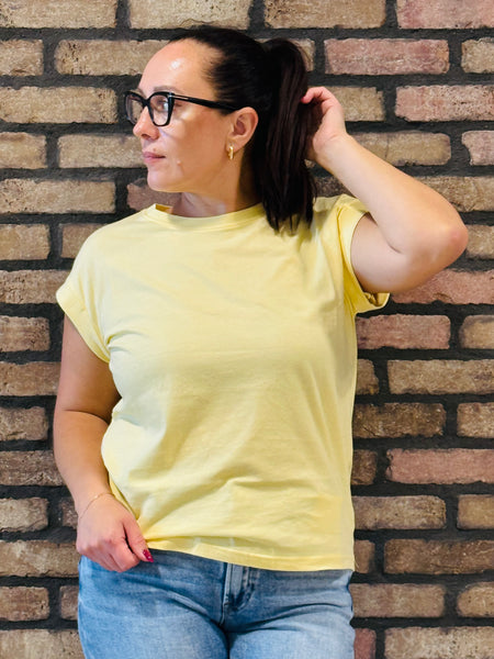 Folded Short Sleeves Tee - Butter Yellow