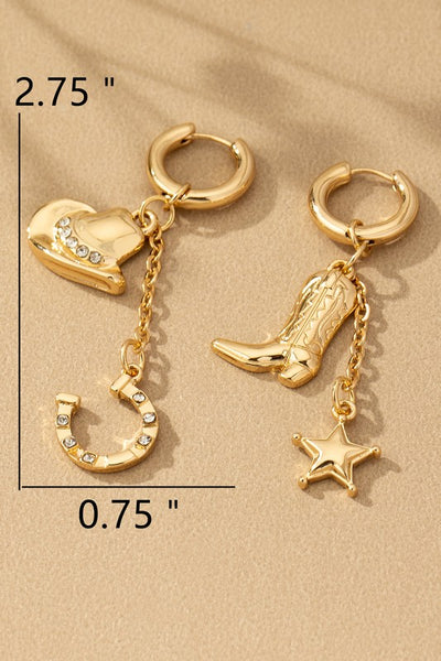 Earrings with Cowboy Charm - Gold