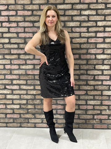 Sequins Mini Dress - Black