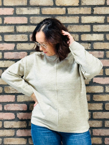 Melange Front Seam Sweater - H Mocha