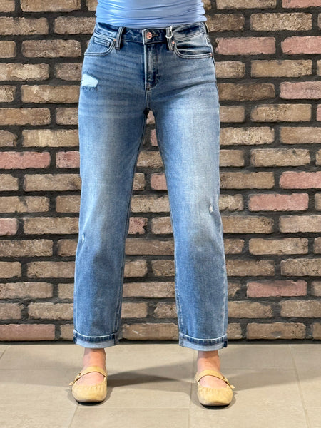 High Rise Ankle Boyfriend Jeans - Medium Wash