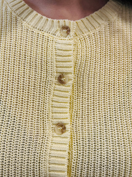 Button Down Cardigan Vest - Butter Yellow