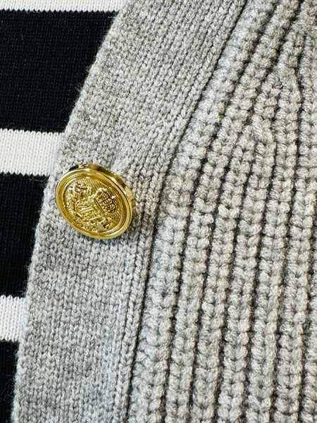 Button Down Ribbed Cardigan - H Grey