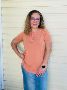 Button Down Top - Butter Orange