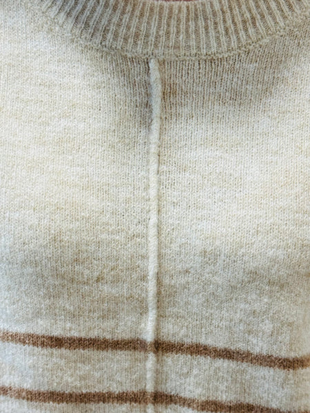 Striped Front Seam Sweater - Khaki