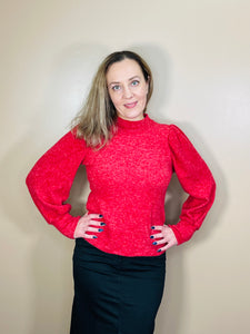 Brushed Melange Hacci Sweater - DK Red