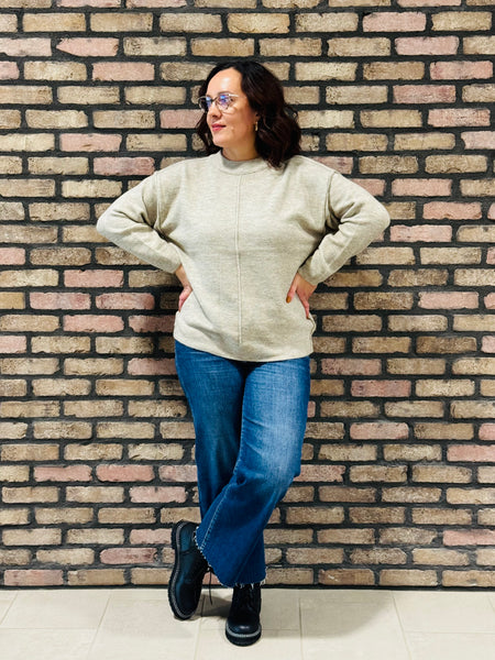 Melange Front Seam Sweater - H Mocha