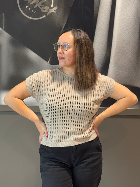 Crochet Sheer Hollow Sweater - LT Mocha