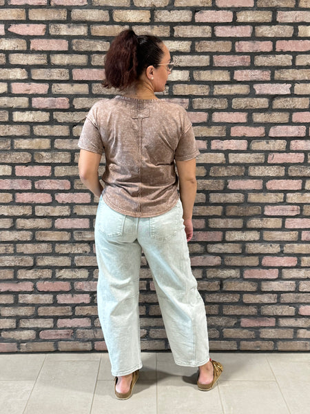 Washed Scoop Neck Tee - Cocoa