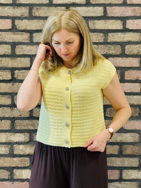 Textured Knit Cardigan - Butter Yellow