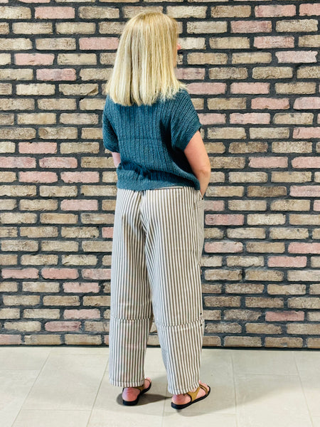 Striped Wide Pants - Brown