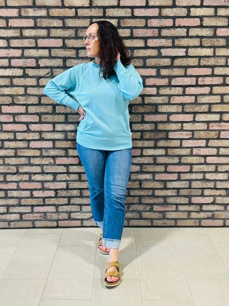 French Terry Pullover - Mint Sky
