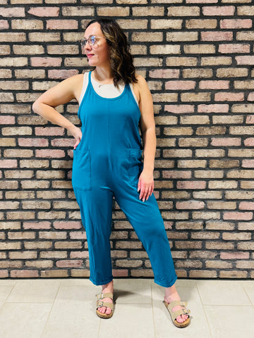 Spaghetti Straps Jumpsuit - Ocean Teal