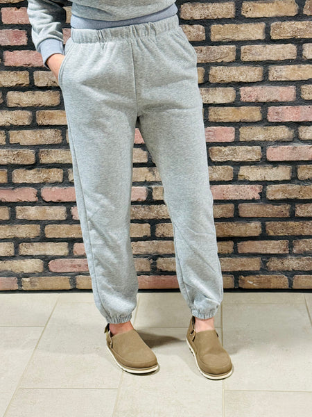Elastic Waistband Sweatpants - Heather Grey