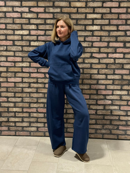Fleece Boyfriend Hoodie - Indigo Blue