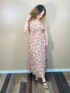 Floral Tiered Maxi Dress - Blush