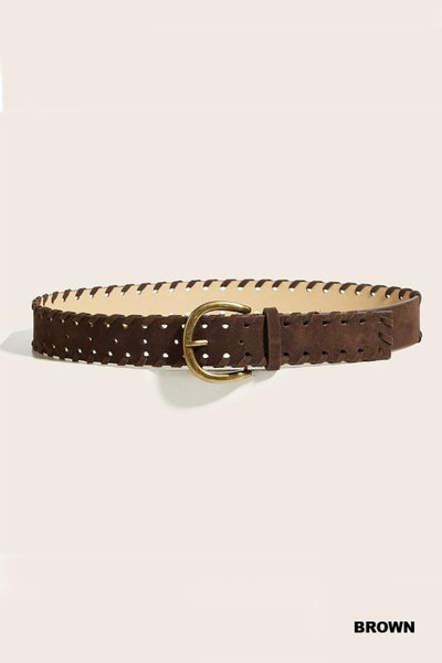 Vintage braided brass pin buckle belt - Brown