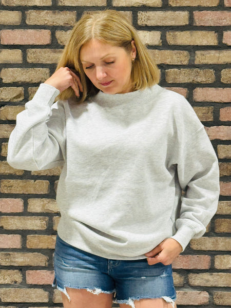 Oversized Mockneck Sweatshirt - Ice Grey
