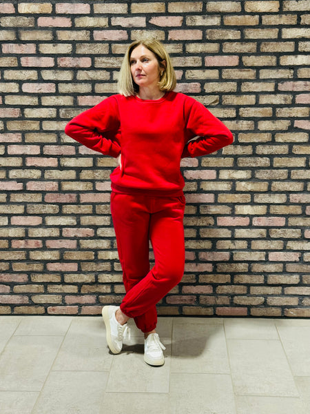 Fleece Crewneck Pullover - Red