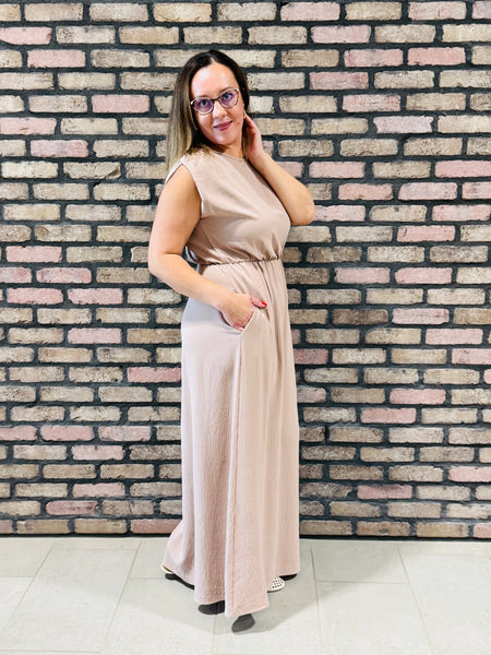 Sleeveless Maxi Dress - Tan