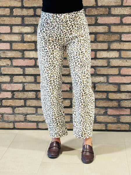 Slouchy Leopard Barrel Jeans - Cream