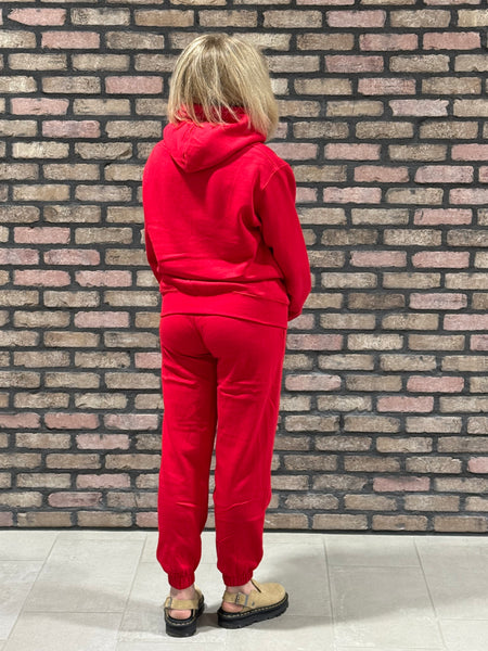 Fleece Boyfriend Hoodie - Red
