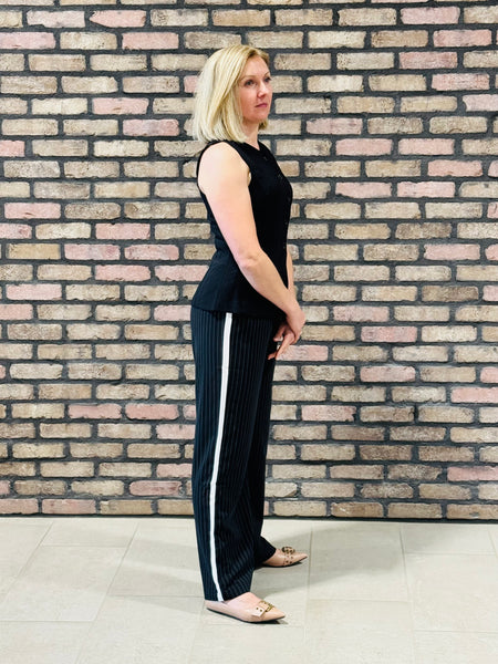 Split Front Long Vest - Black