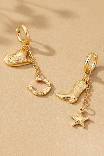 Earrings with Cowboy Charm - Gold