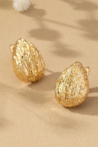 Textured Teardrop earrings - Gold