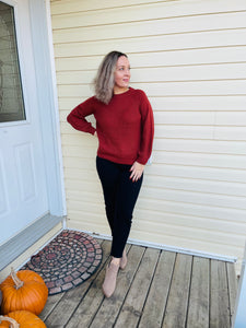 Balloon Sleeves Sweater - Brick