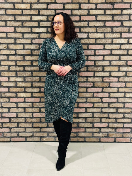 Surplice Floral Dress - Hunter Green