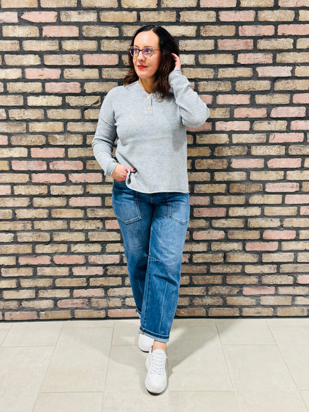 4 Buttons Henley Sweater - H Grey