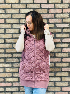 Oversized Quilted Vest - Rose Taupe