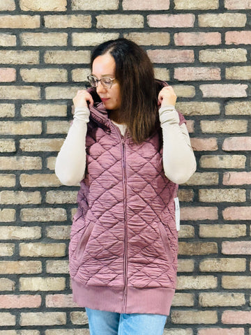 Oversized Quilted Vest - Rose Taupe