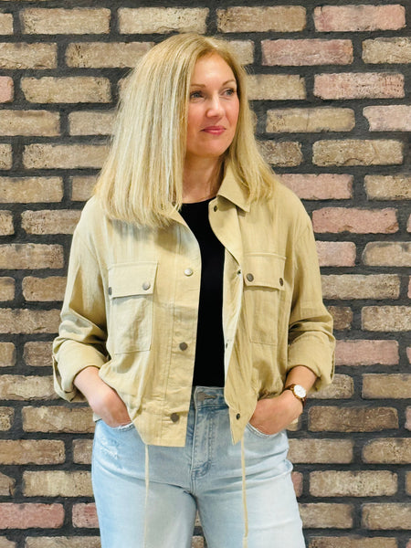 Drawstring Waist Jacket - Khaki