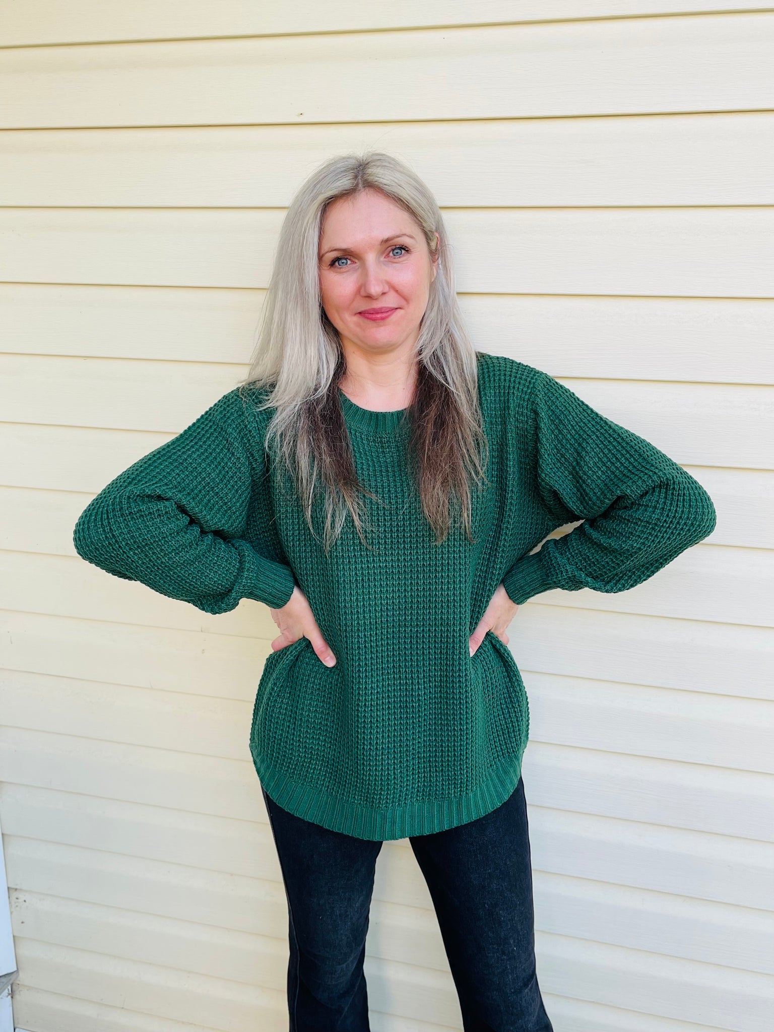 Waffle Sweater - DK Green