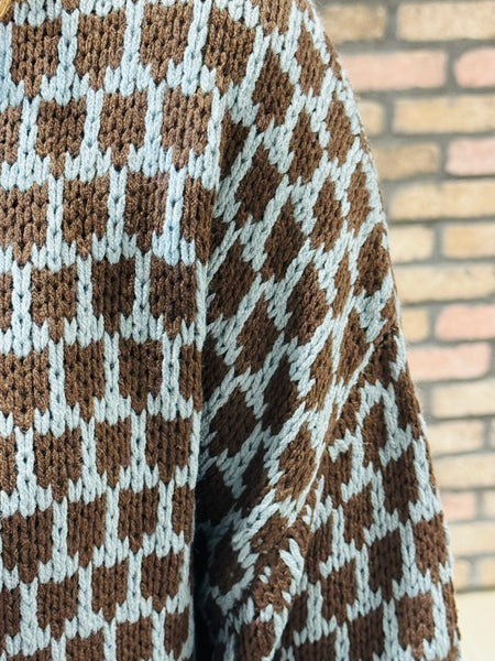 Geometric Relaxed Sweater - Dusty Blue