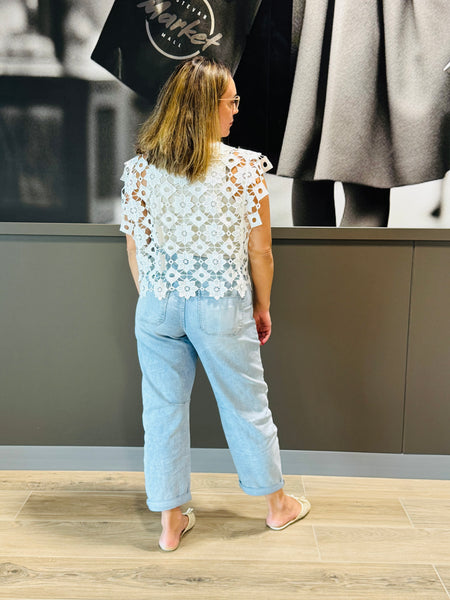 Oversized Crochet Top - Off White
